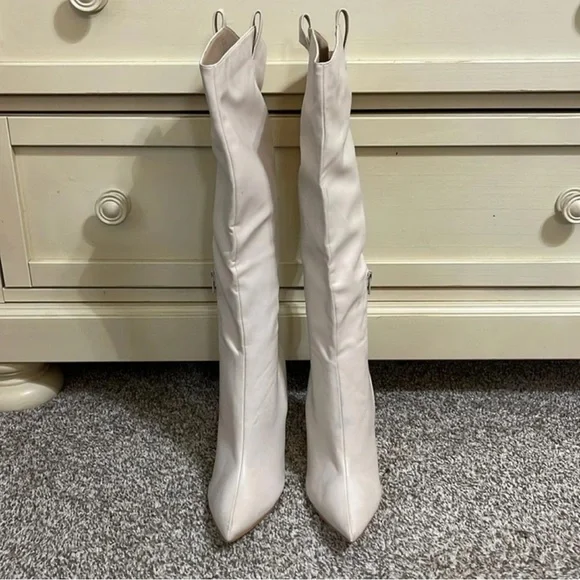 Dolls Kill Cream Heeled Boots - Picture 5 of 5